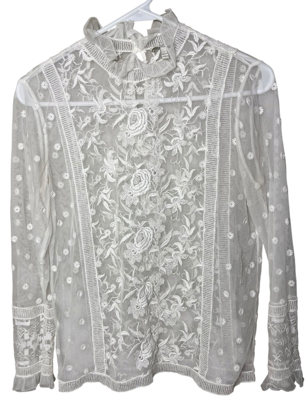 Joie Lace Blouse Ivory Floral Embroidered Size S *flaw noted*